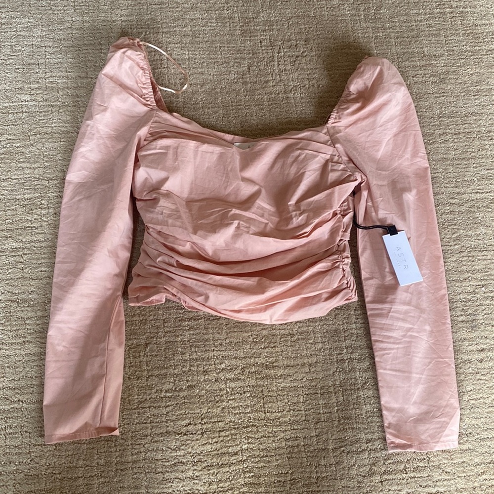 Anthropologie light pink long sleeve blouse